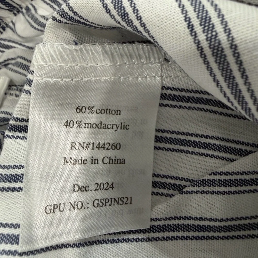 Petite Plume NWT 12-18 mo. Kid's Twill Pajama Set in Navy French Ticking NEW
